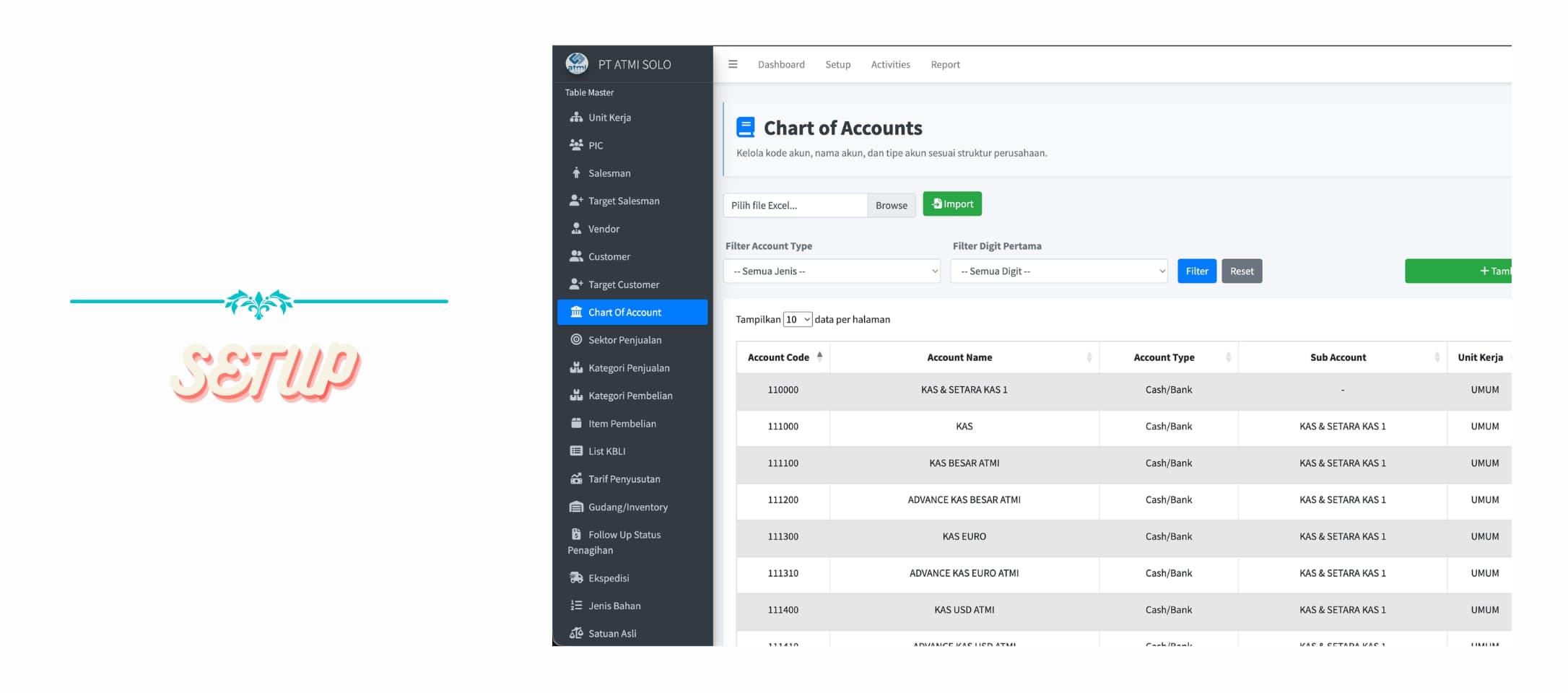 Setup Industry Finance